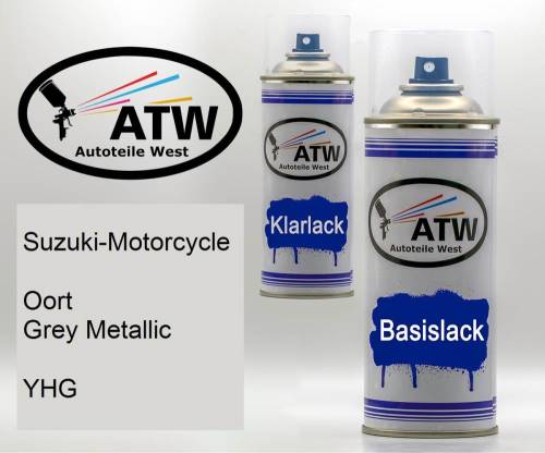 Suzuki-Motorcycle, Oort Grey Metallic, YHG: 400ml Sprühdose + 400ml Klarlack - Set, von ATW Autoteile West.